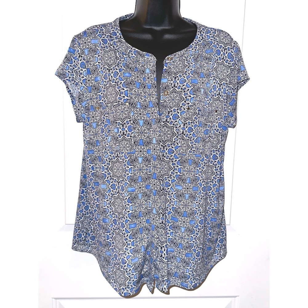 Dana Buchman blue short sleeve top